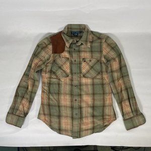 Ralph Lauren Plaid Flannel with Suede Shoulder Patch